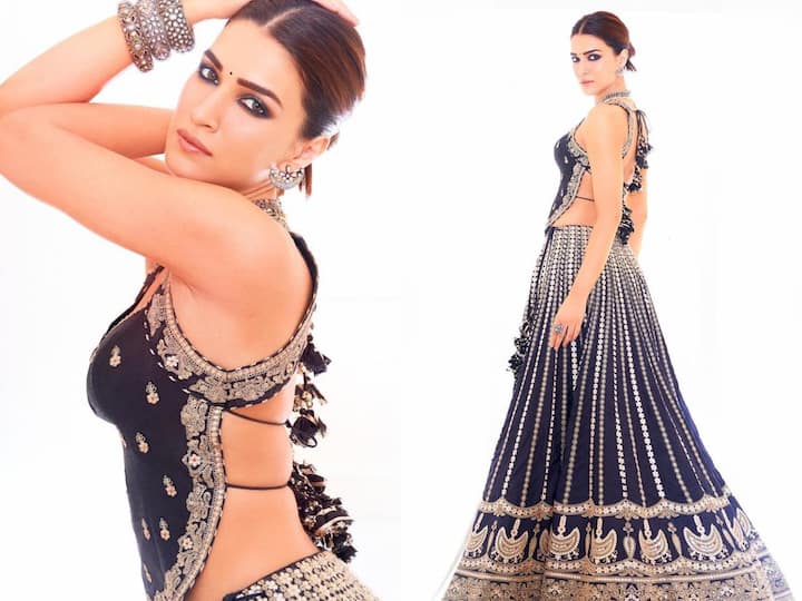 Kriti Sanon wowed in a black lehenga at Ekta Kapoor's Diwali party. Check out her look.