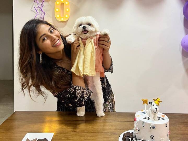 Anjali Photos : நடிகை அஞ்சலி தனது செல்லப்பிராணியின் பிறந்தநாளை கேக் வெட்டி கொண்டாடியுள்ளார்.