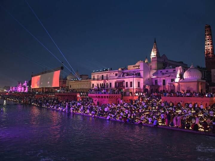 Ayodhya witnessed a historic moment during the seventh edition of Deepotsav as the banks of the Saryu river lit up with the glow of over 22 lakh 'diyas,' establishing a new world record for the simultaneous lighting of a vast number of lamps at a single location. (Image Source: PTI Images)
