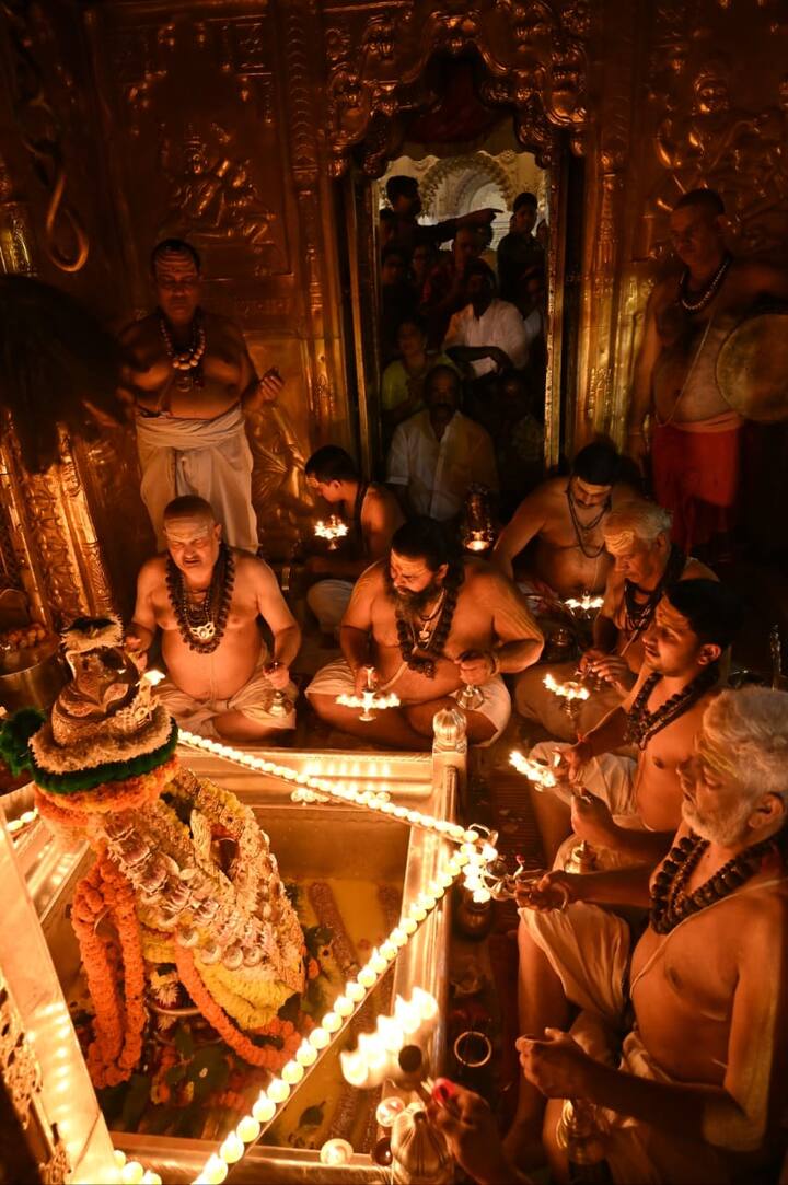 पर्व की खुशी में मिठाइयां और उपहार बांटे जा रहे हैं. दिवाली पर बाबा विश्वनाथ का दरबार बदला-बदला नजर आ रहा है. साज सज्जा के लिए दीपों का इस्तेमाल किया गया है.