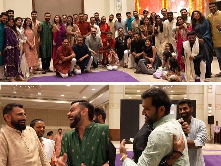 Team India Diwali celebrations in Bengaluru ahead of IND vs NED World Cup match BCCI Video Team India's Diwali: टीम इंडिया ने बेंगलुरु में मनाई दिवाली, पत्नियों के साथ नजर आए क्रिकेटर्स; देखें वीडियो