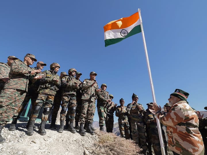 Prime Minister Narendra Modi talks to the soldiers during Diwali celebrations with security forces in Lepcha, Himachal Pradesh on Sunday. (Source: PTI)