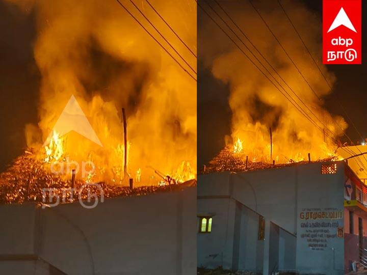 Villupuram Mishap occurred when firecrackers were bursting Roof on fire TNN Villupuram: பட்டாசு வெடித்துக் கொண்டிருந்தபோது ஏற்பட்ட விபரீதம் - தீப்பற்றி எரிந்த கூரை