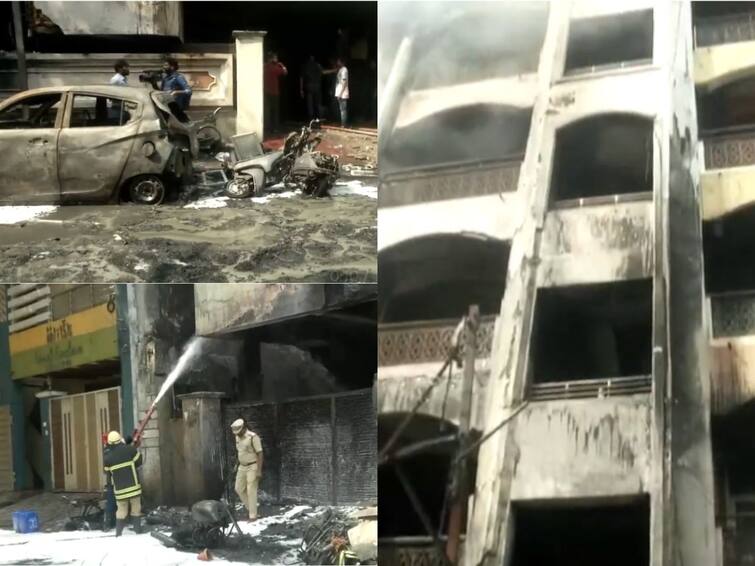 hyderabad Nampally Bazarghat godown fire six killed apartment complex Hyderabad Godown Fire: Toll Rises To 9, CM KCR Orders Immediate Relief Measures. Union Minister Reddy Visits Site