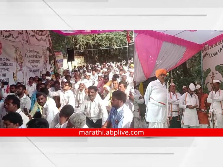Agriculture Minister Dhananjay Munde Beed District Drought Grant Protest  of Kisan Sabha in Beed district कृषिमंत्र्यांच्या जिल्ह्यात दुष्काळी अनुदान मिळेना; सरकारला जागे करण्यासाठी किसान सभेचं अनोखं आंदोलन