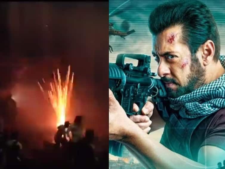salman khan fans burst crackers in theatres in tiger 3 movie goes viral TIGER 3 : திரையரங்கத்திற்குள் வாண வெடிகளை பறக்கவிட்ட சல்மான் கான் ரசிகர்கள்...உயிரைக் காப்பாற்றிக்கொண்டு ஓடிய மக்கள்