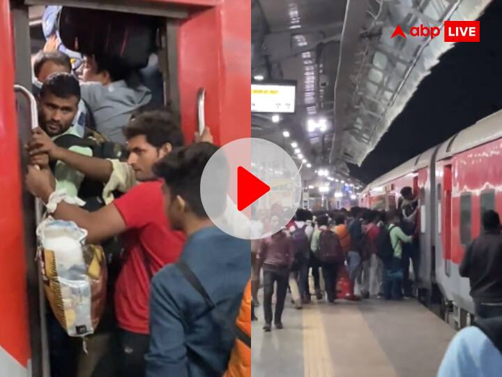 Diwali 2023 Man With Third AC Ticket Miss Train Due To Crowded Train दिवाली पर घर जाने के लिए शख्स ने कराया था थर्ड AC का टिकट, मगर भीड़ के कारण छूट गई ट्रेन, रेलवे पर निकाला गुस्सा- VIDEO