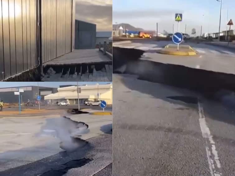 iceland volcano eruption 900 earthquakes 4000 evacuated Grindavík Reykjanes videos roads split apart Roads Cracked, Tremors Hit Iceland As Country Braces For Volcanic Eruption That Could Wipe Out Entire Town