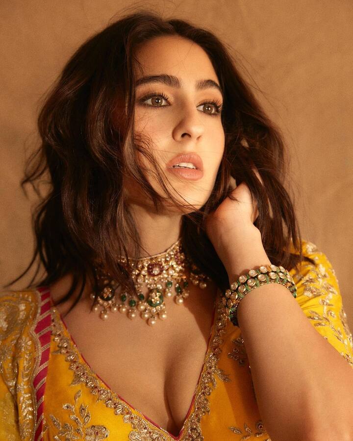She kept her hair open and completed her look with nude look. (Image: Instagram/@saraalikhan95)