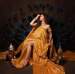 Rubina Dilaik Maternity Photoshoot: રૂબિના દિલૈકે ફરી કરાવ્યું Maternity ફોટોશૂટ, ગોલ્ડન ડ્રેસમાં લાગી ખૂબ સુંદર