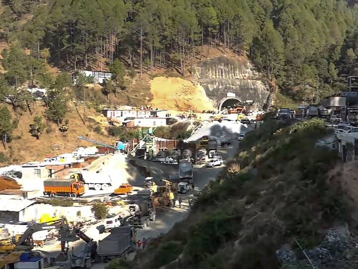 A portion of an under-construction tunnel between Silkyara and Dandalgaon on the Brahmakhal-Yamunotri national highway in Uttarakhand collapsed in the early hours of Sunday. Image Source: PTI