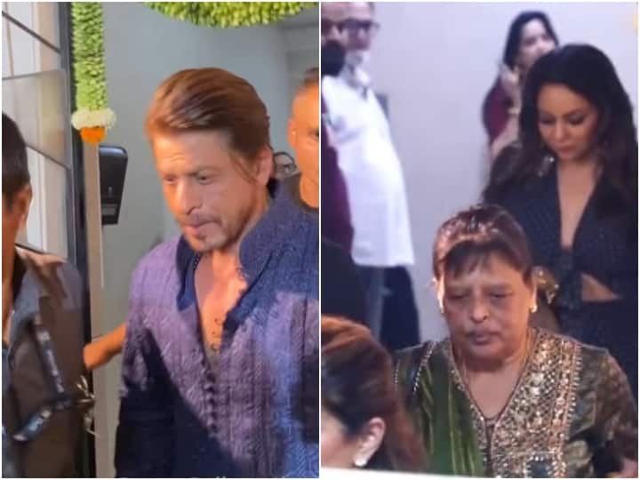 Tiger 3 Salman Khan sister Arpita Khan Diwali Party Attended by Shah rukh Khan  with his wife Gauri Khan and sister Shehnaz Salman Khan की बहन अर्पिता की दिवाली पार्टी में पत्नी गौरी और बहन शहनाज संग पहुंचे थे SRK, वीडियो हो रही वायरल