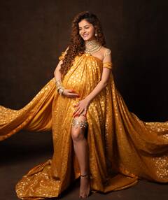 Rubina Dilaik Maternity Photoshoot: ट्रोलिंग के बाद रुबीना दिलैक ने फिर कराया मैटेरनिटी फोटोशूट, गोल्डन ड्रेस, कर्ली बालों में लगीं बेहद खूबसूरत