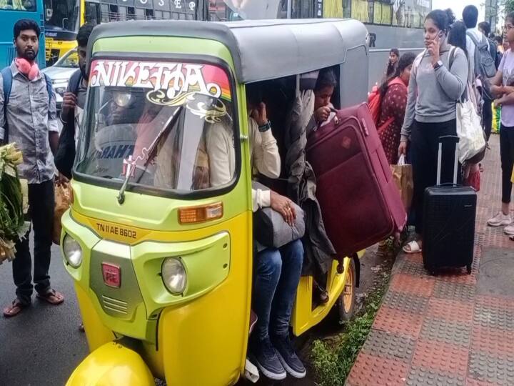 Omni buses started invading heavy traffic jam in Vandalur area வண்டலூரில் போக்குவரத்து நெரிசல்.. சென்னைக்குள் அலை மோதிய பயணிகள்.. நிரம்பி வழிந்த ஆட்டோக்கள்..
