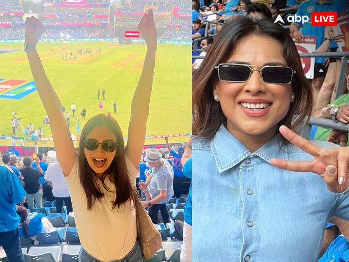 India vs New Zealand semi finals WorldCup match live TV actors Nia Sharma, Saumya Tandon reach India vs New Zealand Semi Final: मैच देखने पहुंचीं निया शर्मा और सौम्या टंडन, इंडिया को सपोर्ट करते आए नजर ये स्टार्स