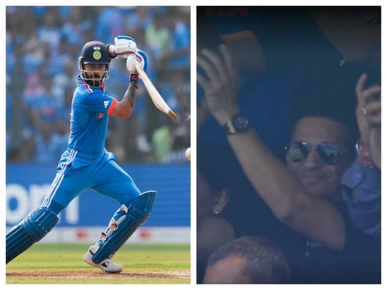 ODI World Cup 2023 Virat Kohli completes 50th Century Sachin Tendulkar record broken wishes reactions viral Kohli ODI Century: குருவை மிஞ்சிய சதங்களின் நாயகன் விராட் கோலி: எழுந்து நின்று மகிழ்ச்சியை வெளிப்படுத்திய கிரிக்கெட்டின் கடவுள்!