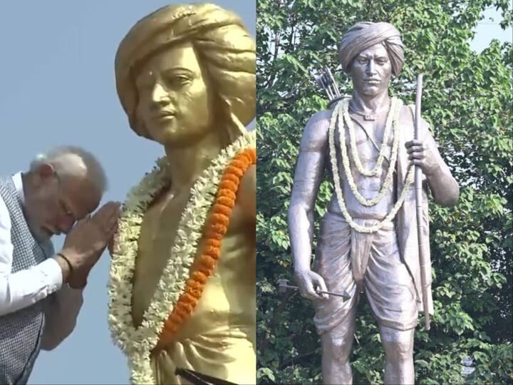 Prime Minister Narendra Modi paid floral tributes to Indian tribal activist and folk hero Birsa Munda on his birth anniversary. (Photo: ANI/PTI)