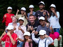 Football Star David Beckham Watches IND Vs NZ Semi-Final, Promotes Equality & Empowerment For Girls At Wankhede. In Pics