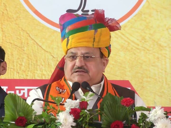 Rajasthan election 2023 BJP JP Nadda targeted congress cm ashok gehlot in Mahuwa rally 'राजस्थान में जगह-जगह लगते हैं सर तन से जुदा के नारे, मंदिरों पर चलता है बुलडोजर'- जेपी नड्डा का कांग्रेस पर आरोप