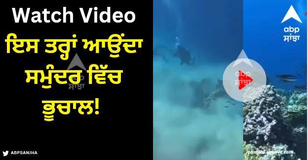 viral video of earthquake hits ocean during scuba diving Viral Video: ਇਸ ਤਰ੍ਹਾਂ ਆਉਂਦਾ ਸਮੁੰਦਰ ਵਿੱਚ ਭੂਚਾਲ! ਗੋਤਾਖੋਰਾਂ ਨੇ ਸਕੂਬਾ ਡਾਈਵਿੰਗ ਦੌਰਾਨ ਰਿਕਾਰਡ ਕੀਤਾ ਡਰਾਉਣੀ ਵੀਡੀਓ
