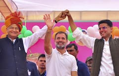 Rajasthan Election: मंच पर इस अंदाज में दिखे CM गहलोत और पायलट, राहुल गांधी बोले- 'कांग्रेस पार्टी यहां...'