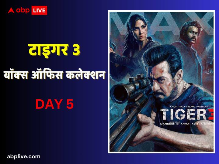 Tiger 3 Box Office Collection Day 5 Salman khan film India net collection on fifth day all languages data Tiger 3 Box Office Collection Day 5: बॉक्स ऑफिस पर Jawan और Gadar 2 के मुकाबले कहीं नहीं टिक रही Salman Khan की Tiger 3, 5वें दिन का कलेक्शन जानें
