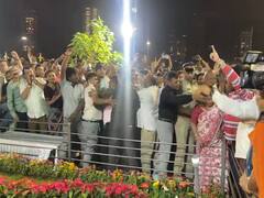 Shiv Sena Clash :  मुंबईतील बाळासाहेबांच्या स्मृतीस्थळावर ठाकरे-शिंदे गटात राडा; पाहा फोटो