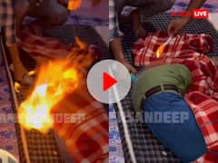 चैन से सो रहा था शख्स, दोस्तों ने मजे-मजे में उसकी पैंट में लगा दी आग और फिर...VIDEO