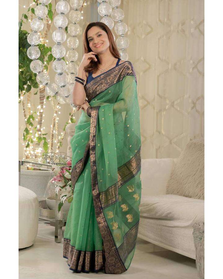 Take a look at this saree look by Ankita