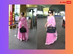 Kangana Ranaut Airport Pics: एयरपोर्ट पर पिंक साड़ी में दिखा कंगना का क्लासी लुक, पैपराजी को फ्लाइंग किस करते हुए दिए किलर पोज