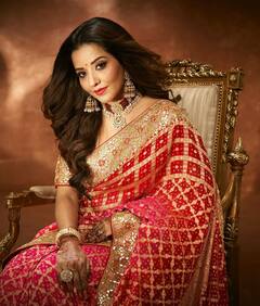 छठ पूजा के लिए लाल साड़ी पहन नई दुल्हन की तरह तैयार हुईं Monalisa, महारानी की तरह दिए पोज़