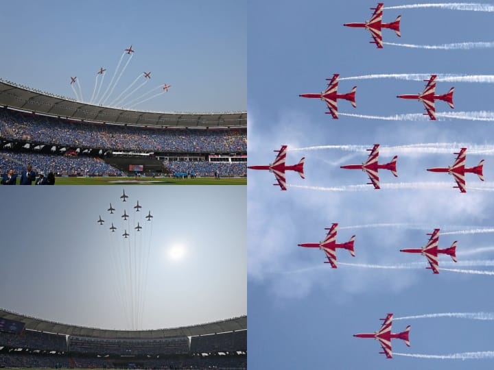 Air Show In IND vs AUS Final : विश्वचषकाच्या अंतिम सामन्याला सुरुवात झाली आहे. अहमदाबादच्या नरेंद्र मोदी स्टेडियममध्ये खेळवला जात आहे.
