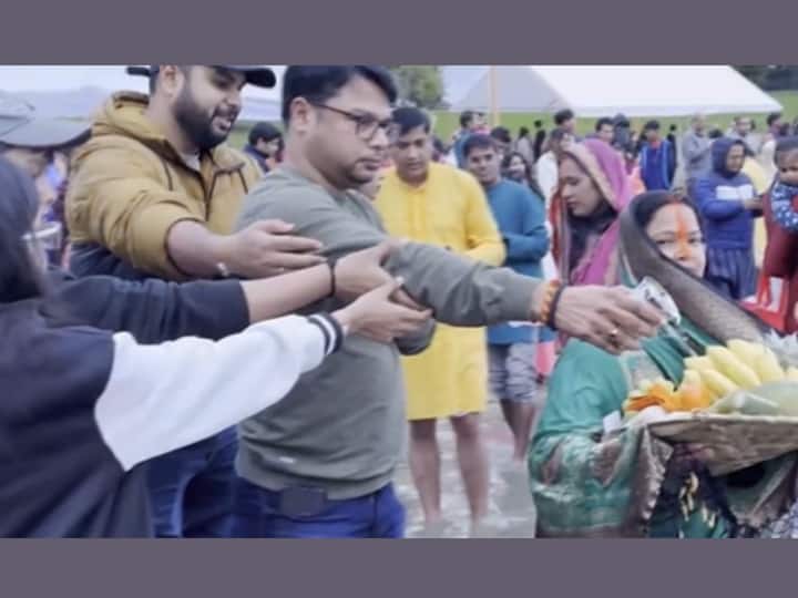 Devotees were seen performing Arghya during Chhath Puja in California. (Image Source: PTI)