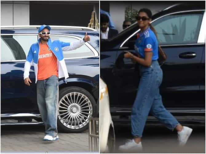 World Cup 2023 Final Deepika Padukone Ranveer Singh And Other Celebs Leave  For Ahemdabad To Attend India Vs Australia Match | World Cup 2023 Final: टीम  इंडिया की जर्सी पहने अहमदाबाद के