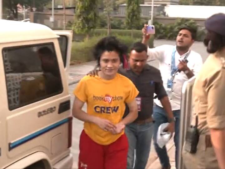 The man was later brought to the Chandkheda Police Station in Ahmedabad. (Photo: ANI Video Screenshot)