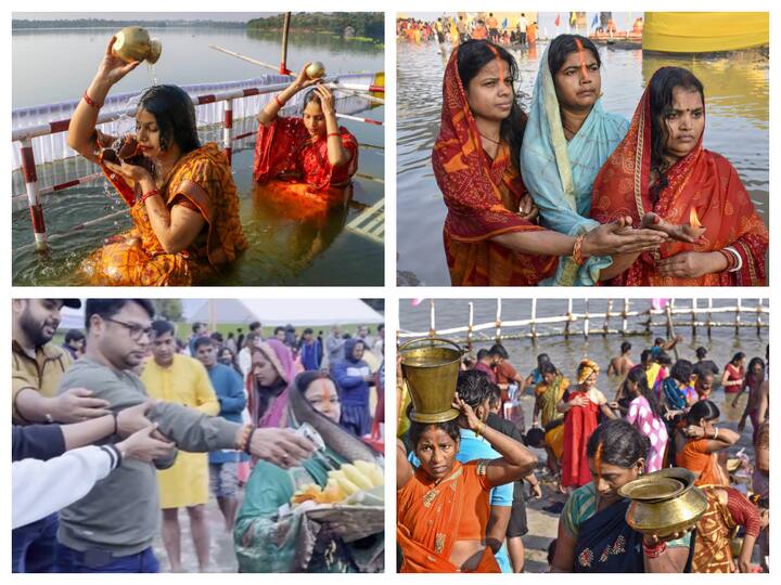 Devotees across the globe were seen performing rituals during the holy 'Chhath Puja'. Check out the pics below.