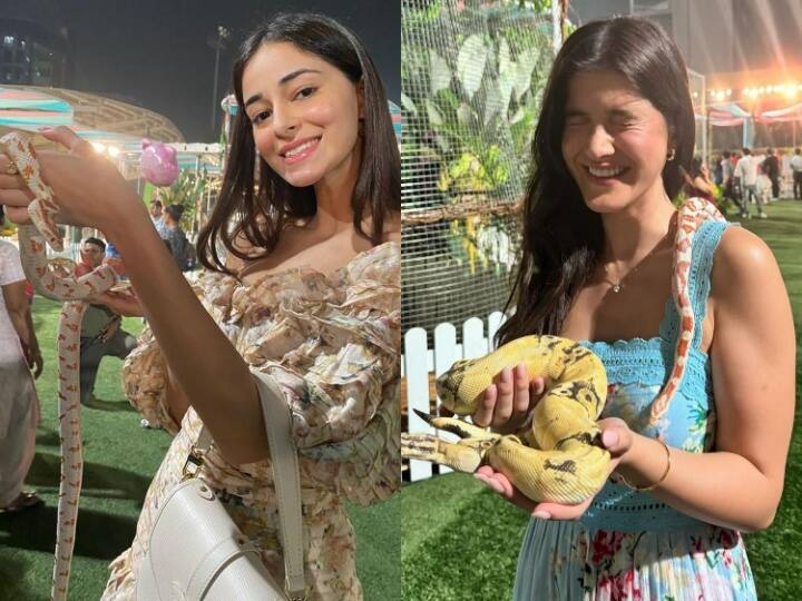 Isha Ambani Twins First Birthday Celebration Party Ananya Panday Shanaya Kapoor posed with snakes see pics here शाहरुख खान के बाद सांपों के साथ खेलती दिखीं शनाया कपूर-अनन्या पांडे, तस्वीरें देख आप भी रह जाएंगे दंग