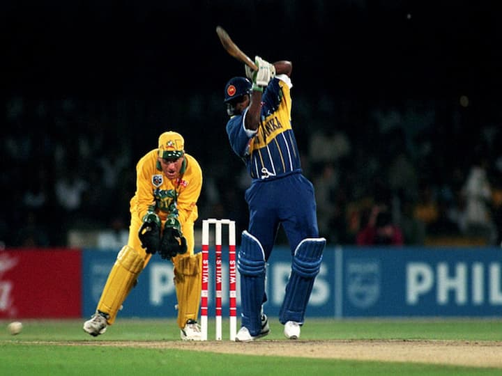 Aravinda de Silva, representing Sri Lanka in the 1996 World Cup final against Australia in Lahore on March 17, showcased an impressive performance. He finished unbeaten on 107 runs from 124 balls. In addition to his century, De Silva demonstrated his all-round skills by taking three wickets for 42 runs in nine overs and securing two catches during the game. (Image Credit: Getty)