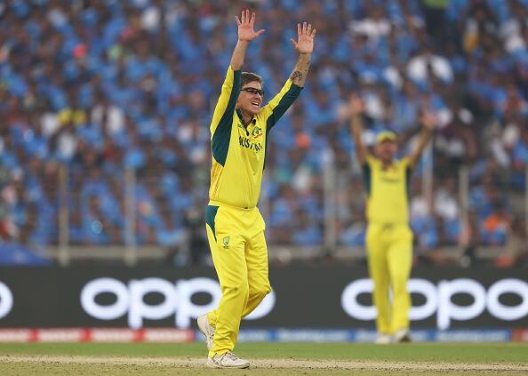 Adam Zampa, Australia's leading wicket-taker in the ICC Men's Cricket World Cup 2023, matched Muttiah Muralidaran's spinner record with 23 wickets at an average of 22.39. He claimed three consecutive four-wicket hauls, including a remarkable 4/8 against the Netherlands. (Image Credit: Getty)