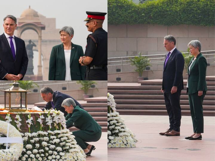 Australian Deputy PM and Defence Minister Richard Marles and Foreign Minister Penny Wong, who came to attend Ind-Aus 2+2 ministerial dialogue, paid tribute at the National War Memorial.