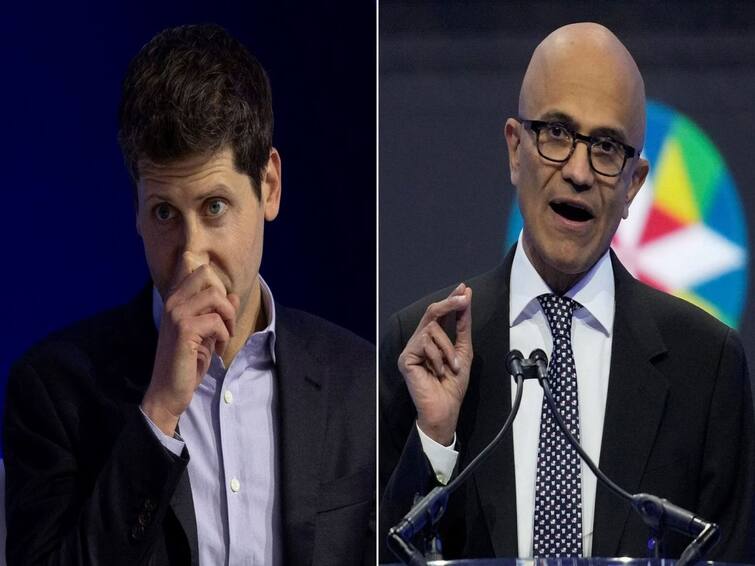 Sam Altman and Greg Brockman to join Microsoft announces Satya nadella ஓபன்ஏஐ நிறுவனம் ஓரம் கட்டிய சாம் ஆல்ட்மேன்.. ஸ்கெட்ச் போட்டு தூக்கிய மைக்ரோசாப்ட்