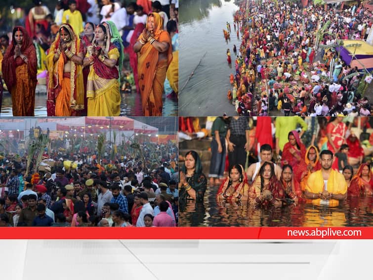 chhath puja 2023 Devotees In Delhi, Other States Offer 'Araghya' To Rising Sun As Chhath Puja Concludes WATCH Devotees In Delhi, Bihar And Other States Offer 'Araghya' To Rising Sun As Chhath Puja Concludes. WATCH