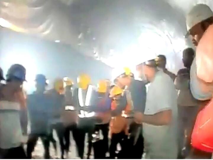 First visuals of trapped workers from inside Uttarkashi tunnel in Uttarkhand emerged on Tuesday after rescue teams made it possible for an endoscopic flexi camera to reach them. (Image Credit: PTI)