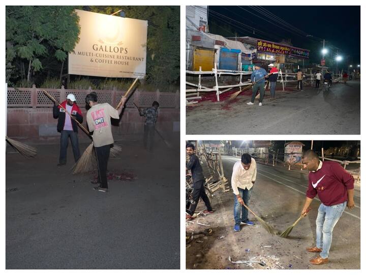 Following the PM's directions, BJP activists instantly jumped into action, resulting in the whole road being cleaned at night.