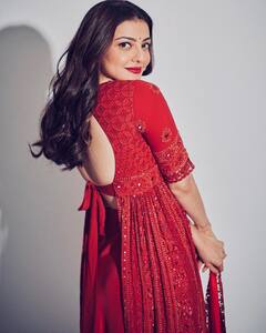 Kajal Aggarwal Radiates Elegance In A Red Chikankari Suit; SEE PICS