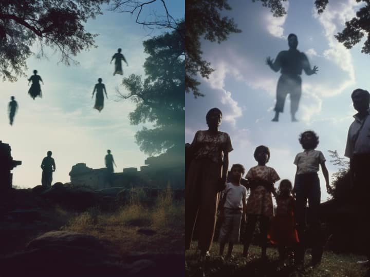 वायरल हो रही इन तस्वीरों में आसमान में भूतों का मेला लगते देखा जा सकता है. तस्वीरों की सोशल मीडिया पर खूब चर्चा है.