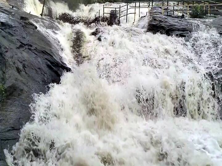 Periyakulam Kumbakarai waterfall for the 29th day from today Tourists are prohibited from bathing TNN கும்பக்கரை அருவியில் குளிக்க சுற்றுலா பயணிகளுக்கு  20வது நாளாக தடை