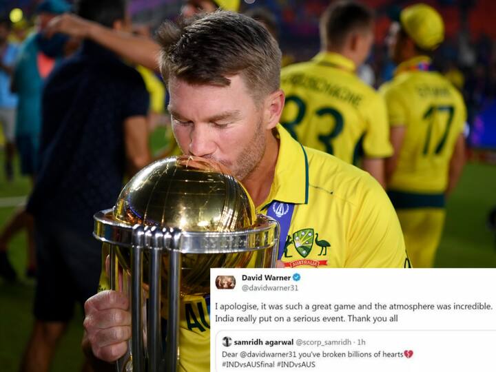 David Warner Apologises To Fan For Breaking Billions Of Hearts After Australias Win vs India In World Cup David Warner: అభిమానులారా, క్షమించండి , డేవిడ్‌ వార్నర్‌ ట్వీట్‌