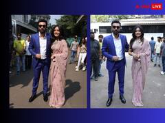 Animal का प्रमोशन करने स्टाइलिश अंदाज में पहुंचे Ranbir Kapoor और Rashmika Mandanna , एक्टर ने ब्लू सूट बूट में दिखाया जलवा तो एक्ट्रेस ने साड़ी पहन ढाया कहर