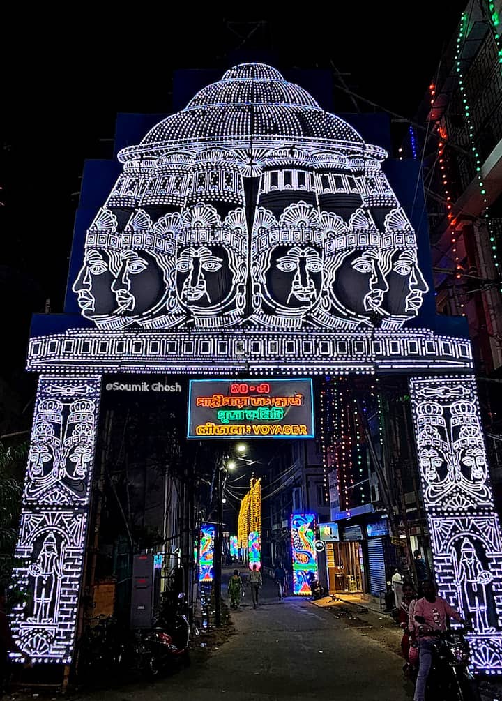 Each pandal narrates a distinctive tale of devotion and creativity, contributing to the overall magnificence. (Image Source: Facebook/ Soumik Ghosh)